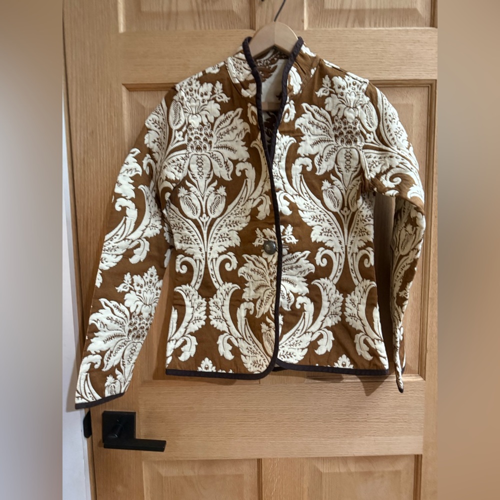 Trimdin Vintage Reversible Quilted Paisley Women's Button Front Jacket- XS/S
